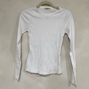 Buck Mason SURPLUS RIB LONG SLEEVE CREW NECK SHIRT White Small